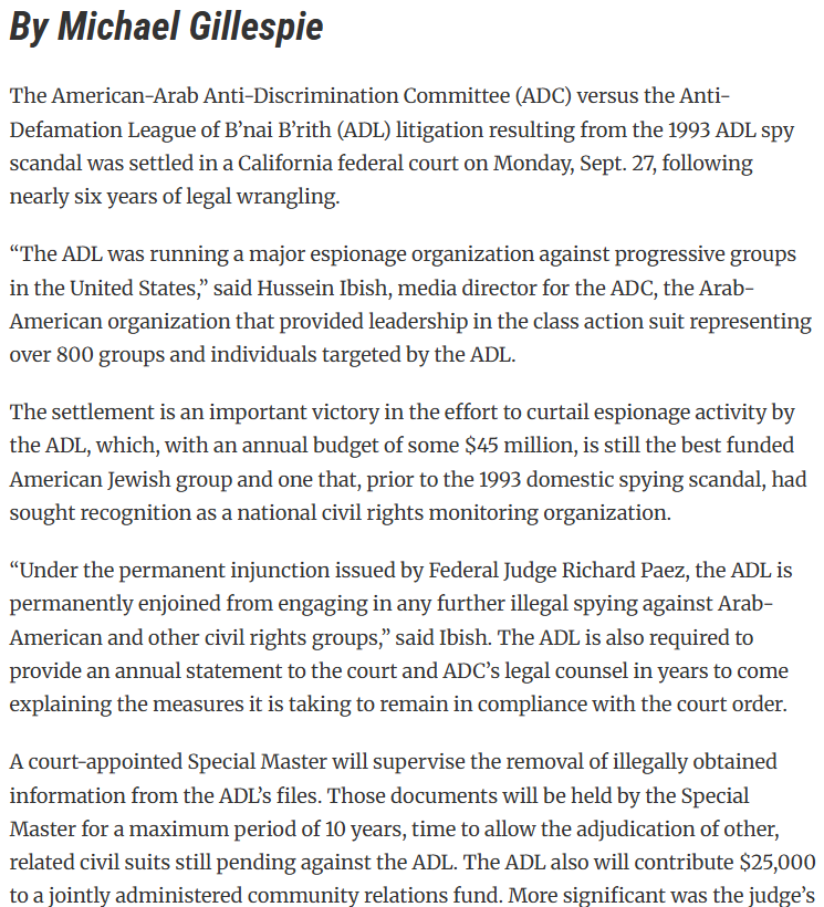 KarlRadl's tweet photo. Never forget that the ADL is in fact an arm of the Israeli government and has been proven to have engaged in espionage against the United States on behalf of Israel. https://t.co/9TAHIZMMbm