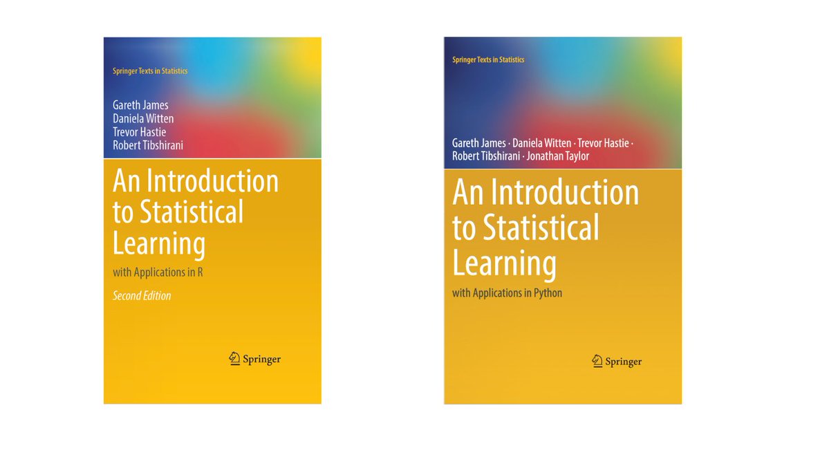 satriahelmy's tweet photo. Salah satu buku menarik seputar Machine Learning.

Judulnya : An Introduction to Statistical Learning.

Isinya seputar
- What is statistical learning?
- Regression
- Classification
- Resampling methods
- Linear model selection and regularization
- Moving beyond linearity
- Tree-based methods
- Support vector machines
- Deep learning
- Survival analysis
- Unsupervised learning
- Multiple testing

Ada yang versi Python dan R

Gratis!👇

#learningresource #learnml