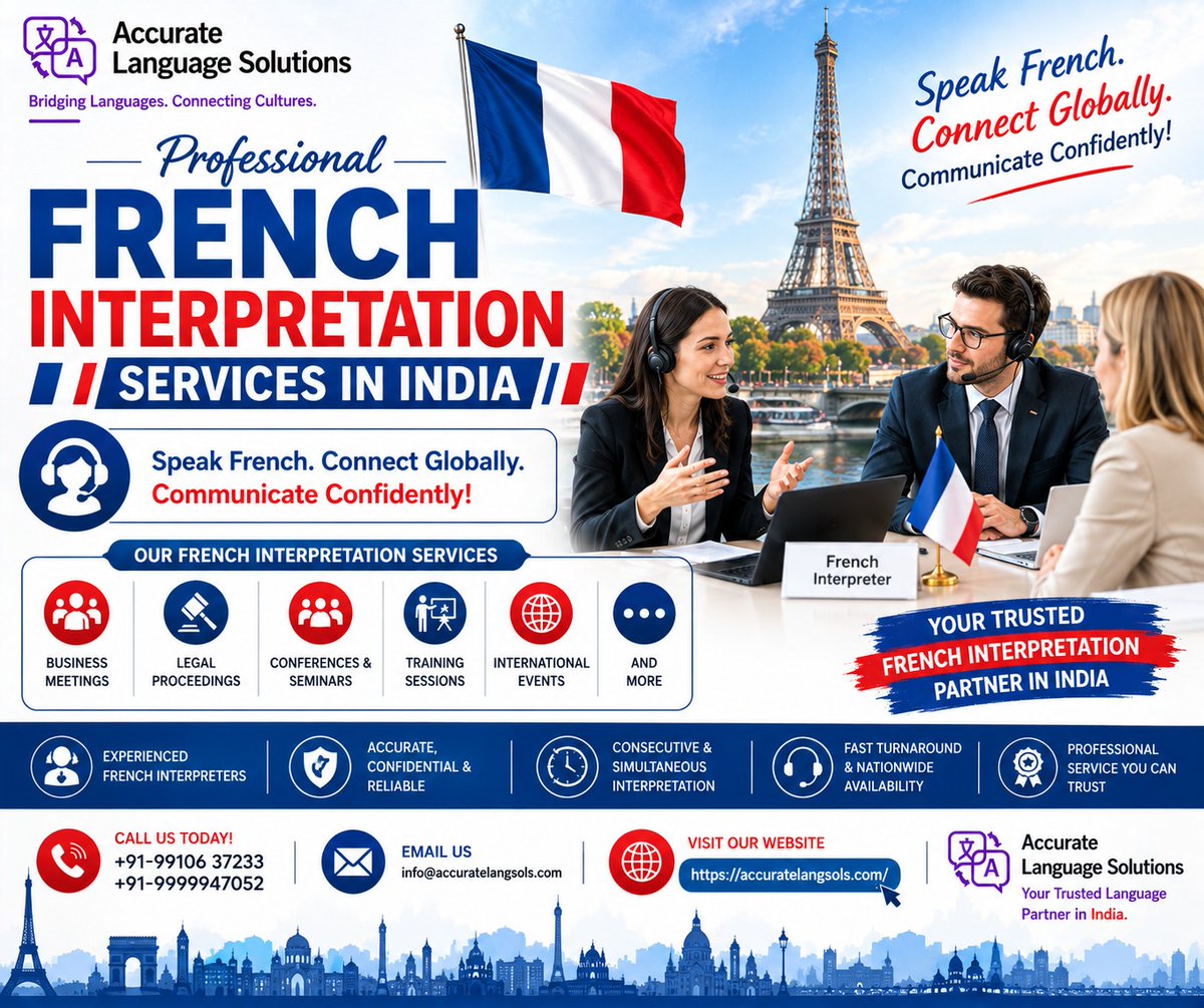 ALS_Interpreter's tweet photo. French Interpretation Services for Clear Global Communication! 🇫🇷

Break language barriers with professional French interpretation services for meetings, conferences, business negotiations.

📞 Connect. Communicate. Expand Globally.
https://t.co/lr5gxnQN0P

#FrenchInterpretation https://t.co/Ra4DqjuVzF