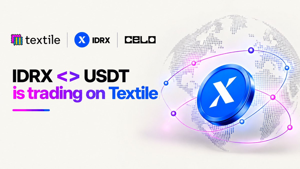 Textileprotocol's tweet photo. BREAKING: @idrx_co, the regulated, fiat-backed Indonesian Rupiah stablecoin, is live on @Celo  and trading on Textile FX🇮🇩

IDRX is backed 1:1 by Rupiah reserves &amp; government bonds, independently audited. https://t.co/KmG0G29AKr