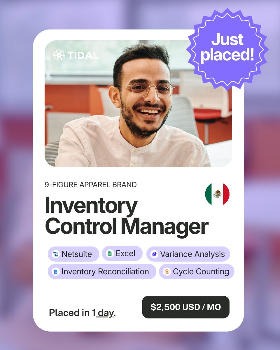 Hire_Tidal's tweet photo. Too many SKUs. Too many discrepancies. Not enough ownership.

Tidal found the person to take it off the team’s plate.

Another role filled in 1 day.

Need someone to own your next gap? → https://t.co/yFsvifnNuD https://t.co/e6MSXAzBXi