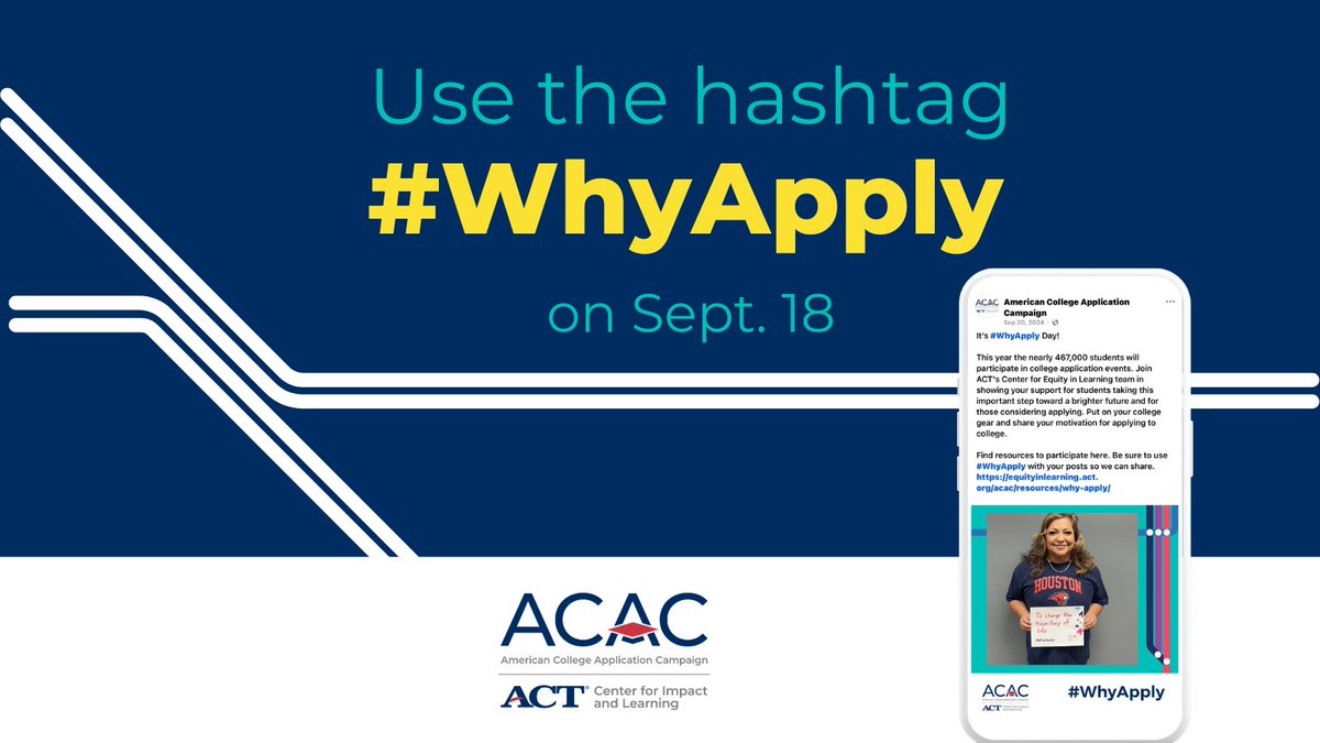 American_CAC's tweet photo. 🎓 This Friday is #WhyApply Day! Put on your college gear, share your #WhyApply story, and help encourage learners as they begin their college application journey. Every story has the power to inspire. Resources: https://t.co/GB8SjGAhiq https://t.co/H5g5MoZT7d