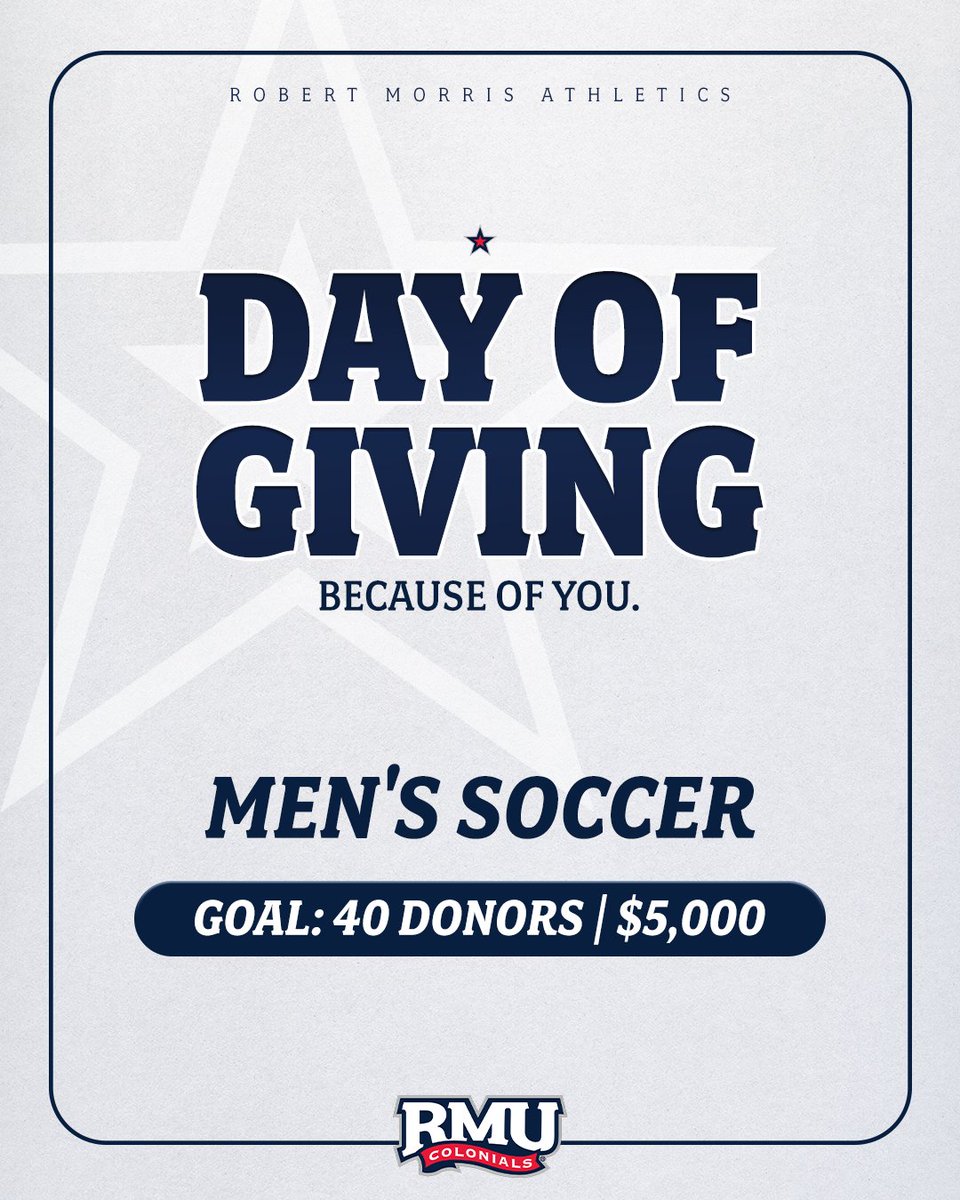 RMUMSoccer's tweet photo. Here is our goal for this year's Day of Giving. Help us reach that goal!

🔗 https://t.co/FrAqIcytjU https://t.co/RlmRih4eGN