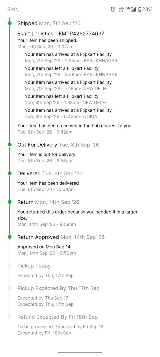 Secret_Hawk84's tweet photo. Another day, another harassment by @Flipkart @flipkartsupport !Order ID: OD338556482259022100 (PUMA Sneakers)
Requested size exchange on 14th Sept. Pickup scheduled for 17th Sept, but delivery partner is playing games again! Is this how you treat non-prime customers? Fix this⚠️ https://t.co/TBA3IsCse1