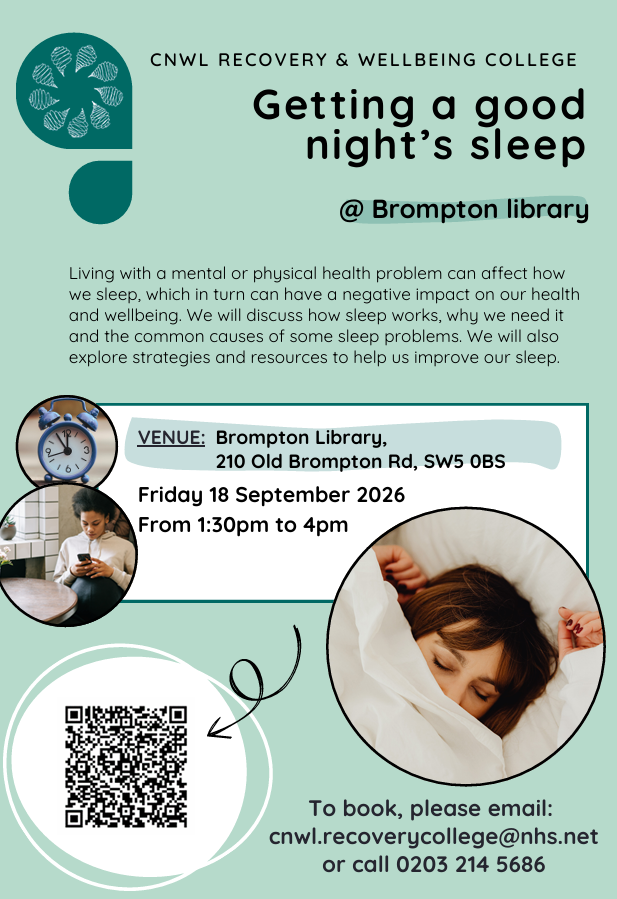 RBKClibraries's tweet photo. NHS Recovery and Wellbeing Course

A safe space to discuss mental and physical health and how to get a better nights sleep.

📆  18 September
📍 Brompton Library
🕓  1:30pm - 4pm
🔗  https://t.co/XGtpCIe8ee

To book your slot, follow poster details. https://t.co/o43UoXDWb1