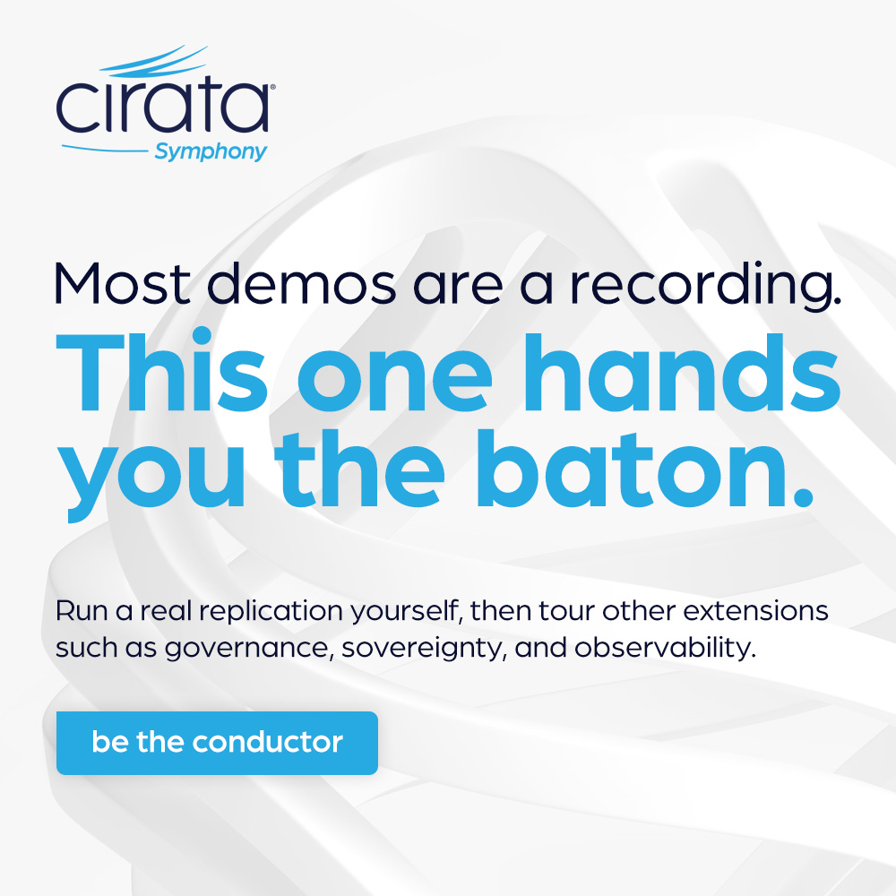 CirataData's tweet photo. Run a real replication in a pre-loaded Cirata Symphony environment with the Ice Flow extension, then tour other capabilities such as governance, sovereignty and observability. 

Start free trial: https://t.co/VnwBLY1m4Y https://t.co/ZXfjApxckM