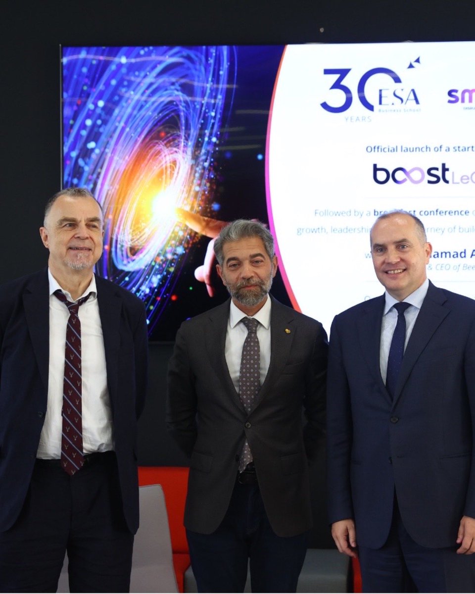 ESABeirut's tweet photo. SmartESA Launches “BoostLeClub”, ESA’s New Growth Accelerator for Lebanese Entrepreneurs!

The gathering also featured a conversation with Mr. Mohamad Arayssi, Co-Founder and CEO of Beesline, focusing on values, perseverance, and the realities of building a business in Lebanon. https://t.co/wdkREVNJHW