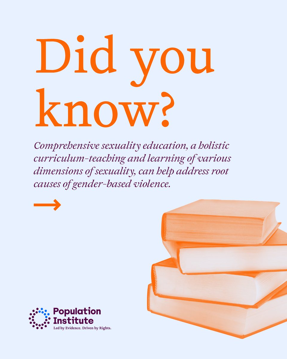 PopInstitute's tweet photo. Comprehensive sexuality education, a holistic curriculum-teaching and learning of dimensions of sexuality, can help address root causes of gender-based violence like sexual violence, intimate partner violence, and femicide. Learn more in this fact sheet: https://t.co/b6ekFwkjoh. https://t.co/cwWsjhTyyT