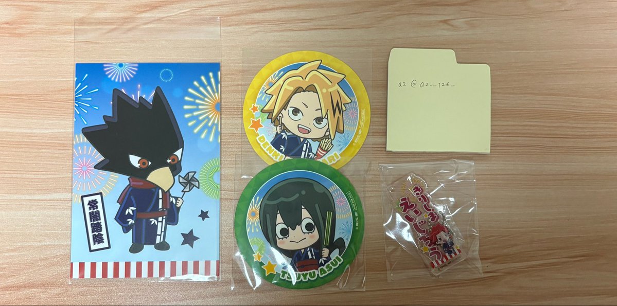 az__126_'s tweet photo. 【交換】ヒロアカ and GALLERY andGALLERY カフェ コラボカフェ 特典 ネームキーホルダー

譲：常闇 切島 上鳴 蛙吹
求：同種轟 or ポストカードのみ耳郎

複数提供の比率違い、コースター⇔ポストカードの異種も可能です(キーホルダーは同種のみ)
郵送のみ
検索からでもお気軽にお声掛けください https://t.co/D62r2NTsx6