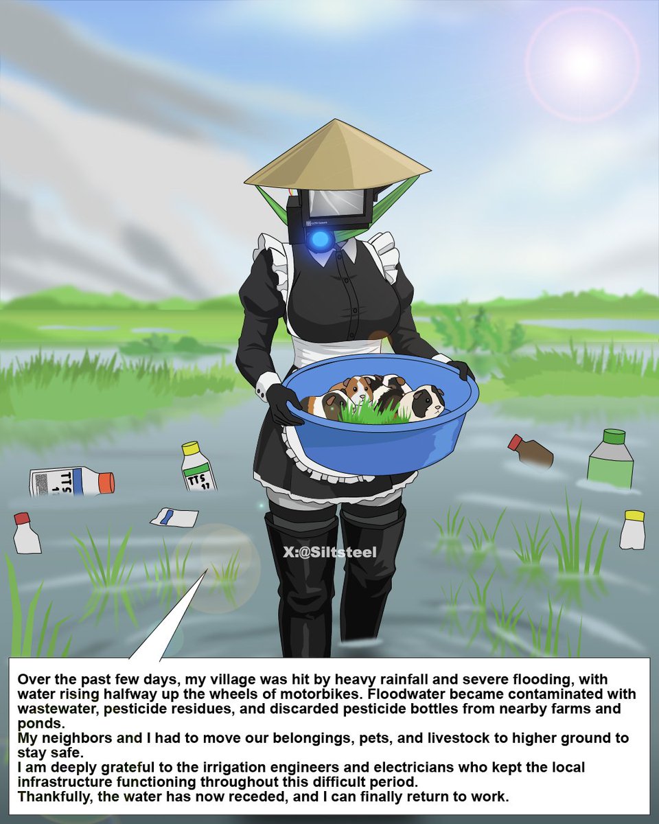 Siltsteel's tweet photo. A little update from my side. There was a flooding incident in the commune where I live, but everything is fine now, and I can continue working. Thank you for your patience and understanding.
#SkibidiToilet #SkibidiToiletFanart #DigitalArt #OCㅤㅤ https://t.co/s5bJRiSkSC