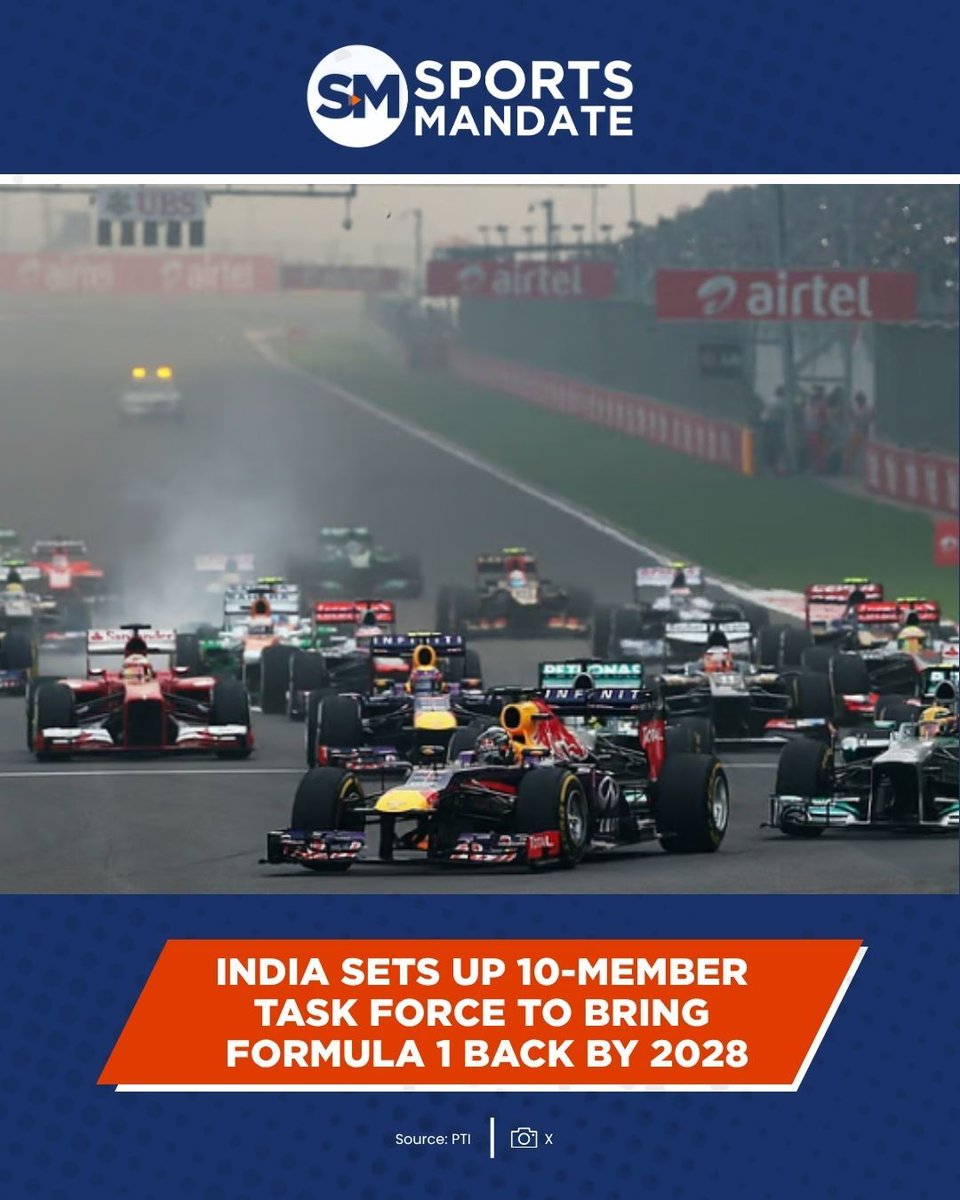 Sports_Mandate's tweet photo. 🚨#News l India wants its Formula 1 seat back, and it's putting a team on the job.

Sports Minister Mansukh Mandaviya has formed a 10-member task force, chaired by NITI Aayog's Yugal Kishore Joshi, to chart a comeback for F1 racing in India, targeting 2028.

#F1 #TeamIndia https://t.co/I4jTwN5HrZ