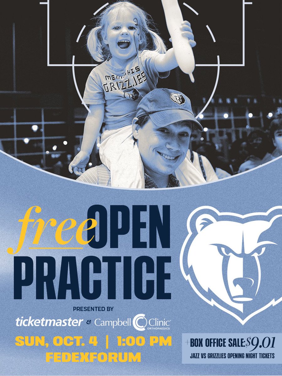 memgrizz's tweet photo. Open Practice is 𝗕𝗔𝗖𝗞‼️ 

🗓️ Sun, Oct. 4
⏰ 1 PM
📍@FedExForum 

RSVP Here 👉 https://t.co/FCyDCIgBsS https://t.co/vkWBZ0vhas