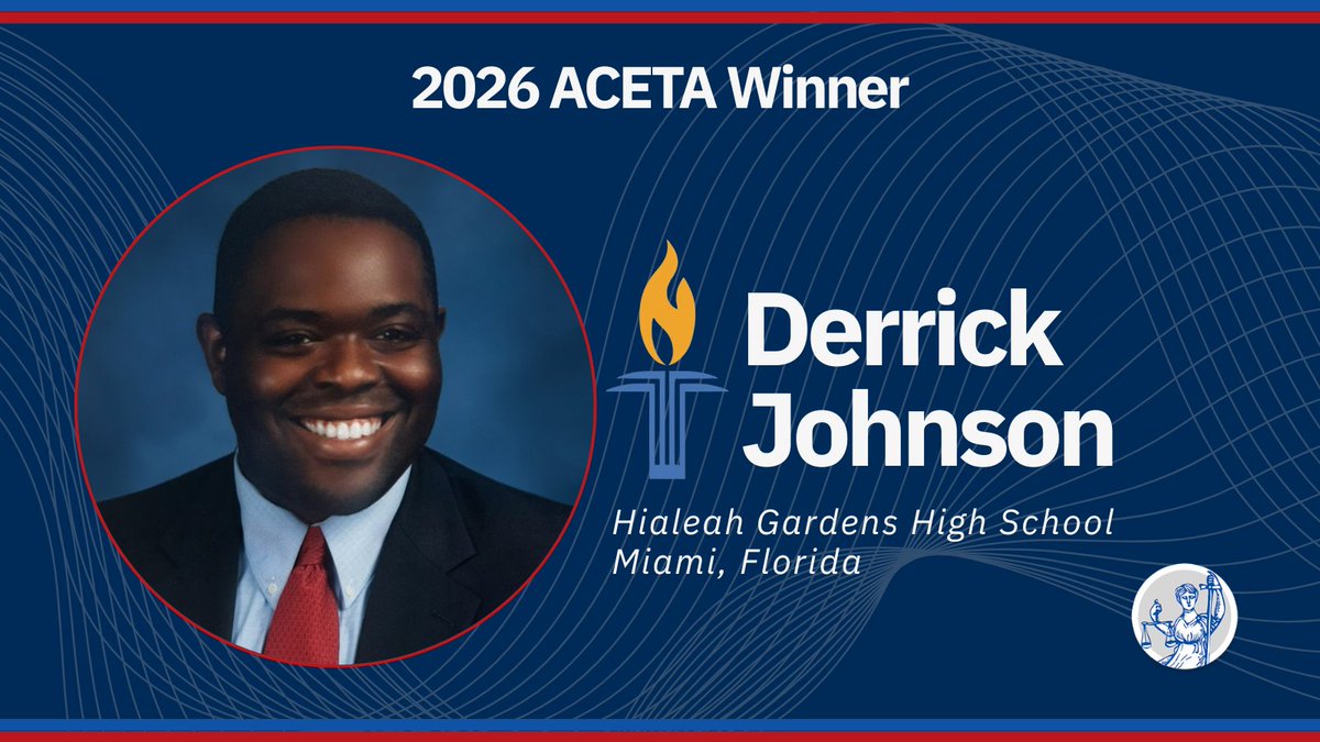 CivicEducation's tweet photo. π Meet the winners of the 2026 American Civic Education Teacher Awards!
π Derrick Johnson β Hialeah Gardens, FL
π Shauna Cihacek β Council Bluffs, IA
π Kaylea Dominguez β Indianapolis, IN
Learn more: https://t.co/RJ8olPddLu
#CivicEducation #ACETA https://t.co/EO8KB0dDpd
