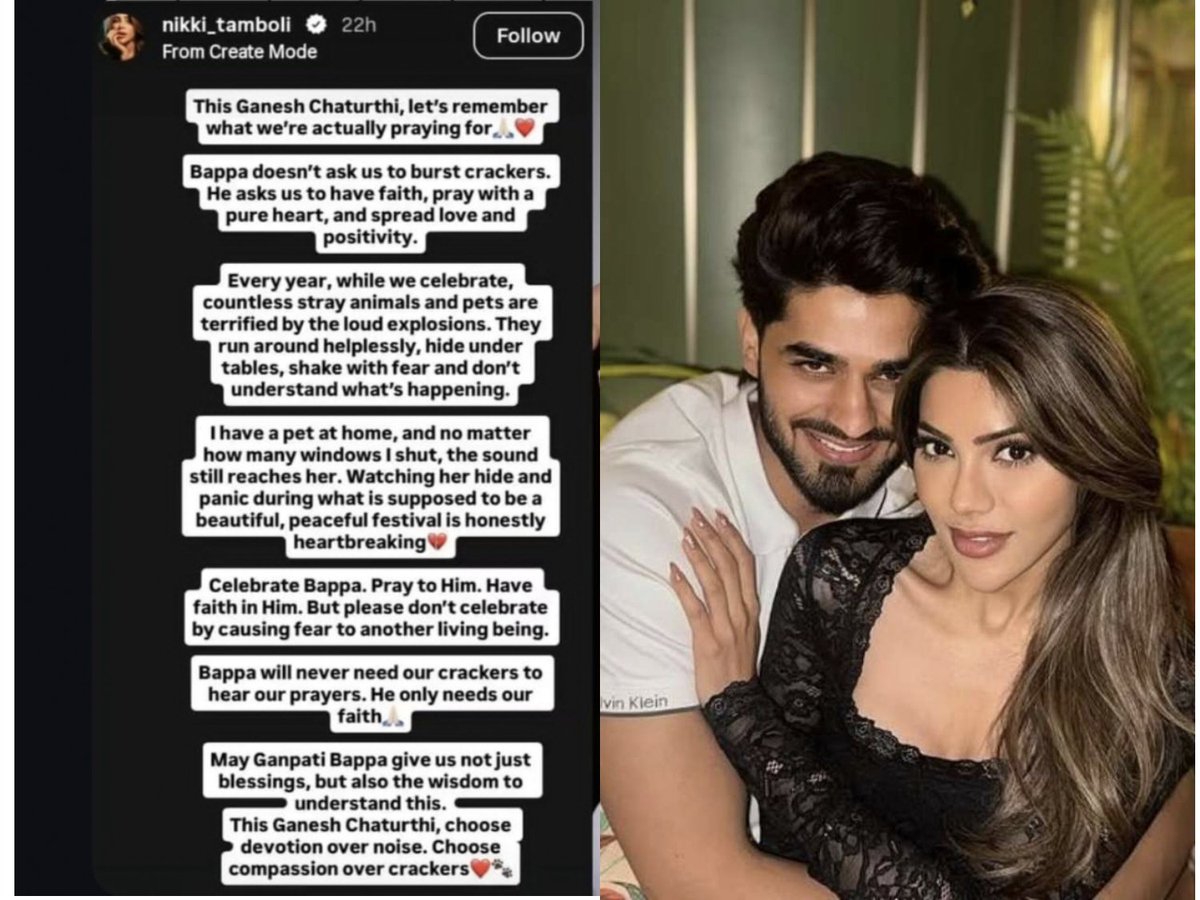 Neeteshx5's tweet photo. Women like Nikki tamboli suddenly start talking about compassion, peace, animals, no cracker festivals.

When they come in relationship with muslims. 🫡 https://t.co/i5ql4JeRwJ