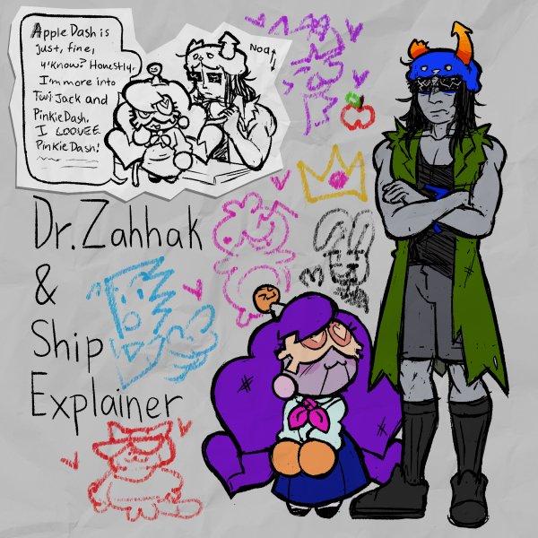 nowaffleshere's tweet photo. I never posted my Ship-Explainer here, she's a Joke-Explainer variant that exists to explain the nuance, appeal, and history of ships as well as shipping culture. She has favorites and is not afraid to show it. Also Dr. Zahhak is here too. https://t.co/rkgpDfsQcQ