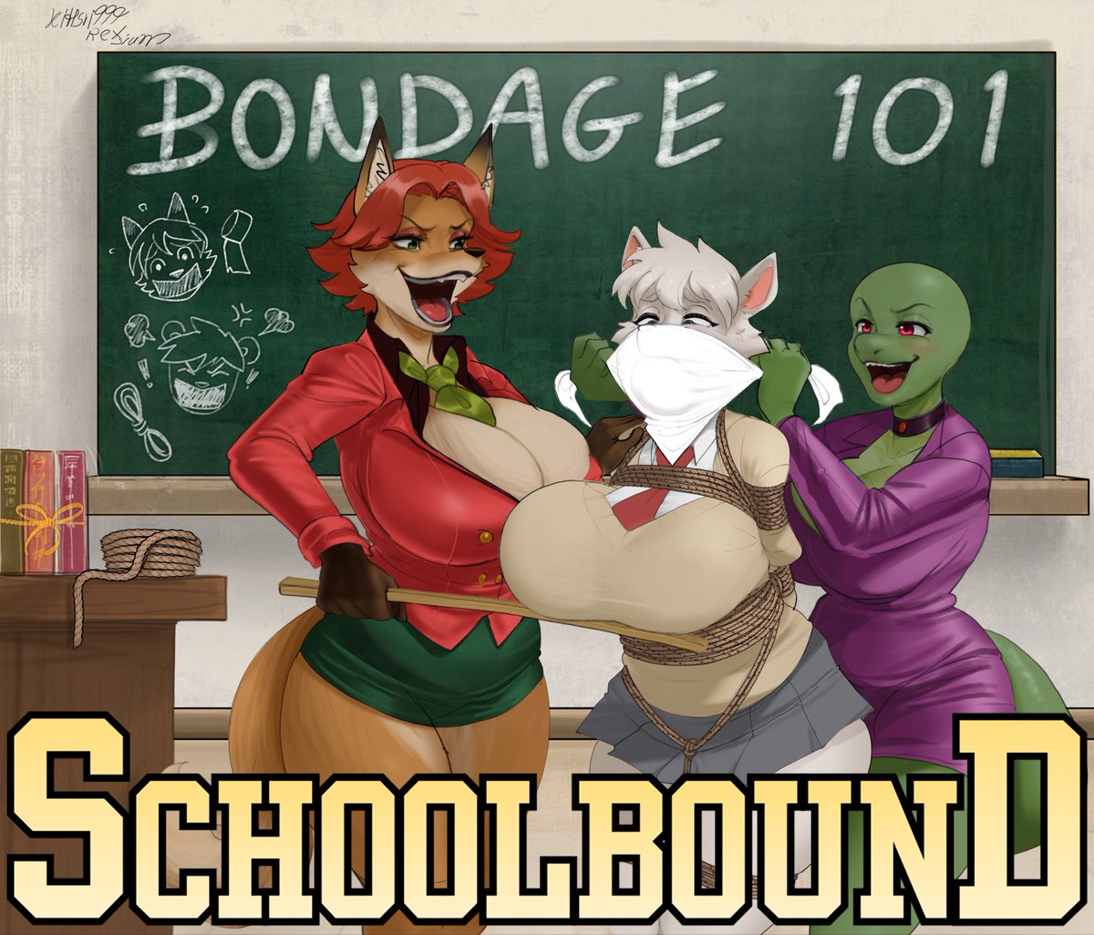 FurryBnd's tweet photo. FurryBound Proudly Presents…
SCHOOLBOUND! 👩‍🏫

Welcome to Bondage 101! Bond with your fellow students through Prof. Vixen’s 5-Pinup Course, beautifully illustrated by @Kittisri999 ✏️📖

No Complaints GUARANTEED! 😉
Enroll Today: https://t.co/7QwqqD3oHX https://t.co/wztN4eTG4B