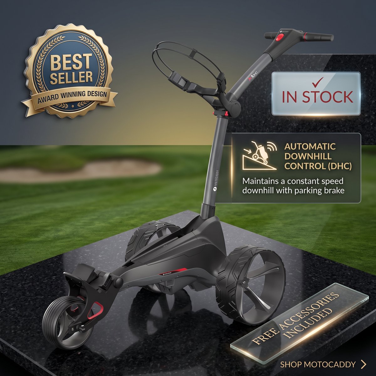 motogolfcom's tweet photo. Here's another very popular non-remote electric golf caddy model with downhill control.  You can park this one on a hill using the built in parking brake.  Check it out at https://t.co/cYG433aYRI #electricgolfcaddy #motocaddy https://t.co/gYrS9EpP3W