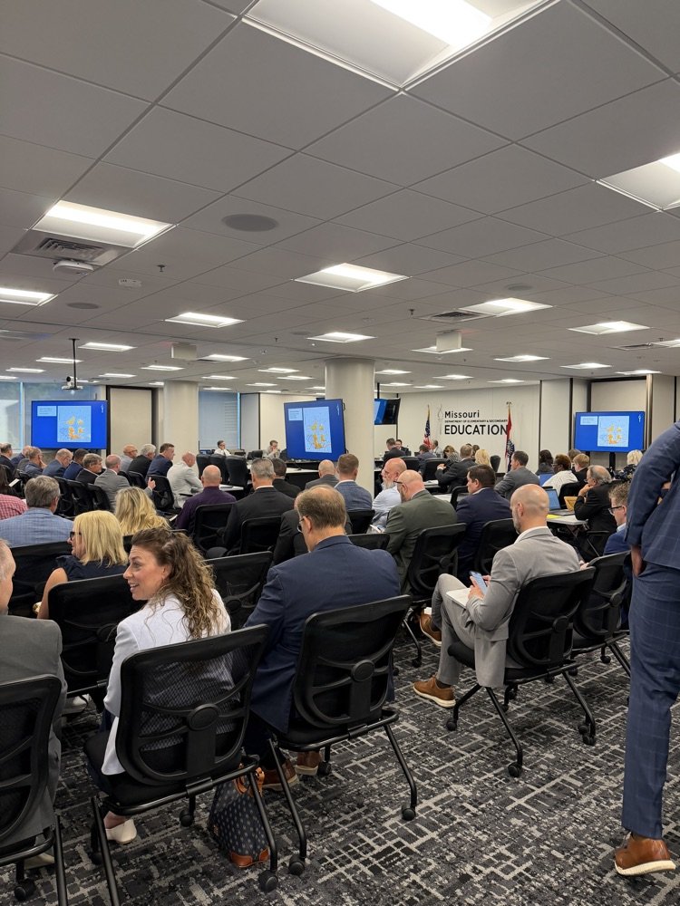 MASALeaders's tweet photo. MO school leaders showed up today👏

We’re proud of the tremendous turnout of MASA members at the State Board of Education meeting &amp; grateful to Dr. Adam Friga, Dr. Kerry Sachetta, Dr. Mark Drake, and Dr. Matt Goodman for presenting important perspectives on A-F Framework. https://t.co/ZdA7cv20Pr