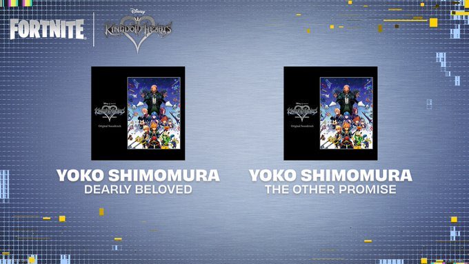 FortniteJPNews's tweet photo. キングダム ハーツから2曲シャムトラックがリリースされます！

・Dearly Beloved
・The Other Promise

#フォートナイト https://t.co/OBr7r3qUY4