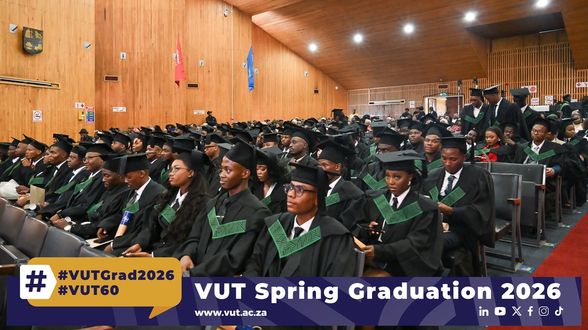 VUT_Online's tweet photo. 🎓✨ THE MOMENT THEY’VE BEEN WAITING FOR!

The stage is set as our graduates step forward to celebrate a milestone earned through hard work, dedication and perseverance.

Congratulations, Class of 2026! 👏🎓

#VUTGrad2026 #IamVUT60Grad #VUT60 #VUT https://t.co/lCy94i9Se9