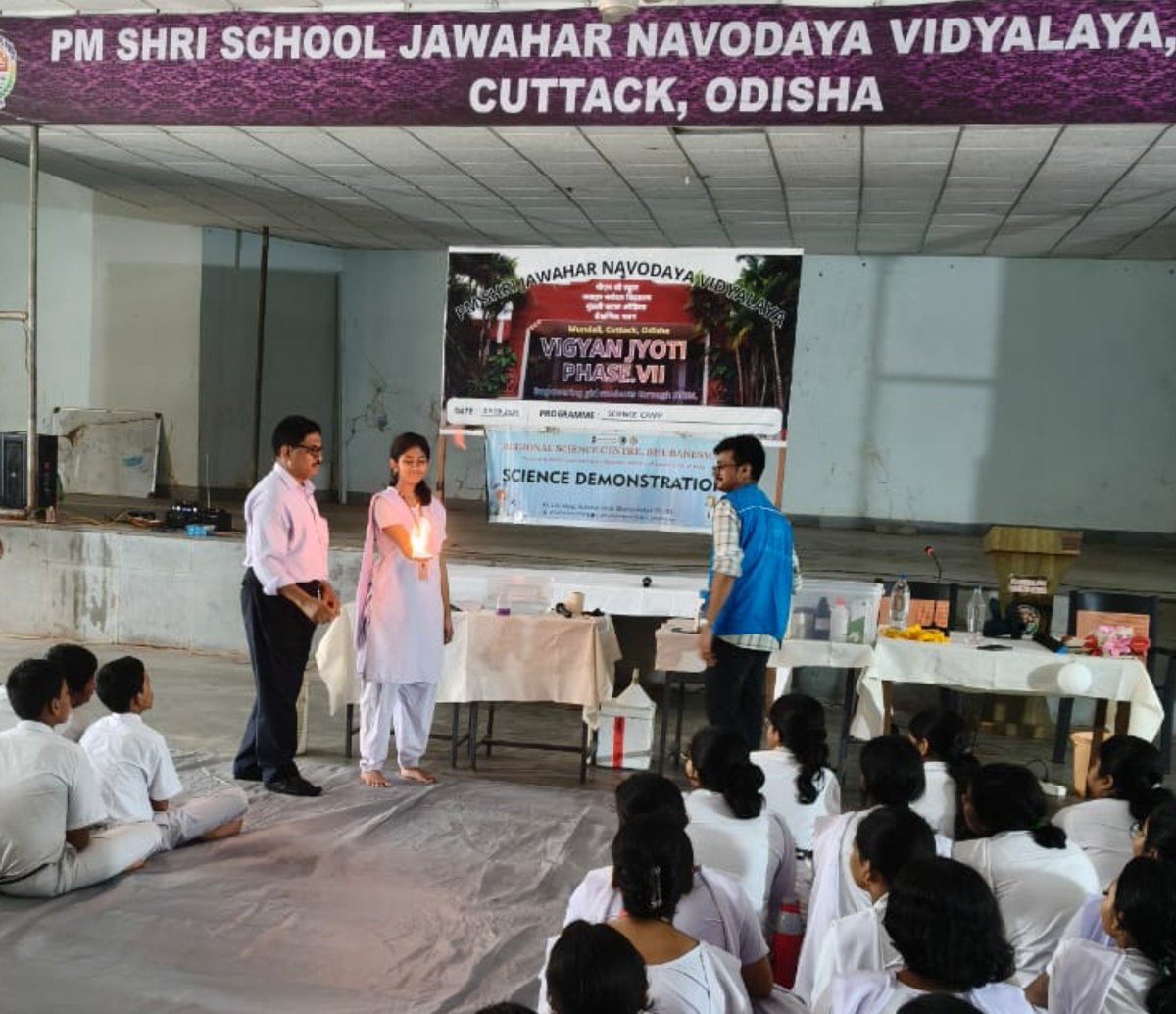 JNV_Cuttack's tweet photo. A vibrant Science Camp was conducted at PM SHRI JNV Cuttack by the Regional Science Centre, Bhubaneswar under @#VigyanJyoti PhaseVII on 9 th September 2026@#nvs_hq https://t.co/AqWgZGc3Df