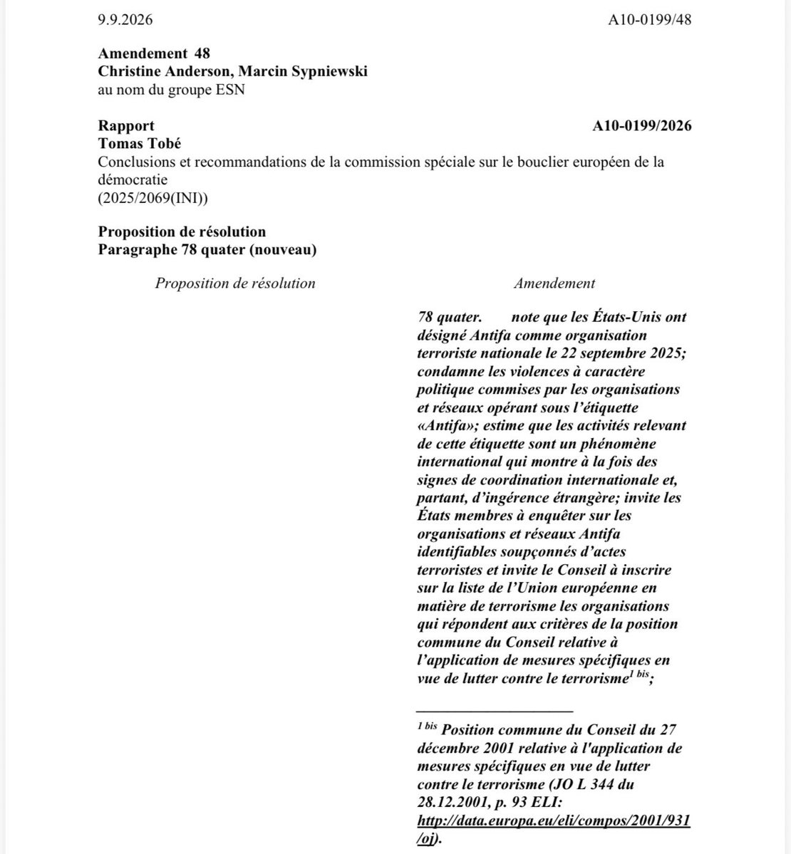 GrisetCatherine's tweet photo. En pleine recrudescence des violences d’extrême gauche, @fxbellamy et les élus LR ont refusé de voter un amendement visant l’inscription des antifas sur la liste européenne des organisations terroristes.

Derrière les discours, la « droite » se défile toujours au moment d’agir. https://t.co/ittMNv2YjL