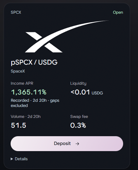 use_peg's tweet photo. First to provide liquidity to pSPCX will earn 1365.11% APR. 

Who will be first?

https://t.co/5Gh97PBqaA https://t.co/htVmLGkUKj
