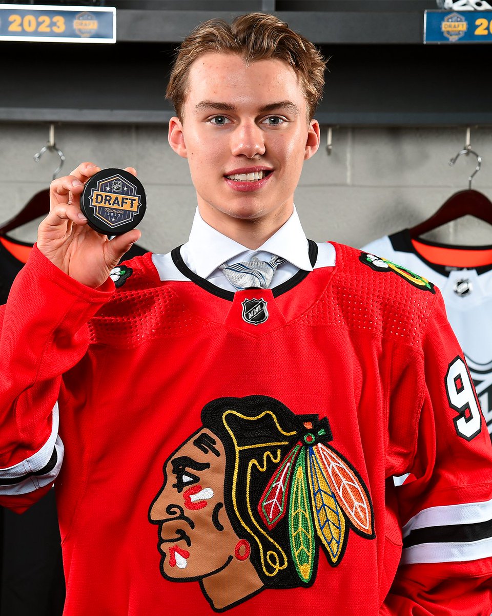 NHL's tweet photo. From first overall at the 2023 #NHLDraft to captain! 🫡

Look back at the moments that shaped Connor Bedard's journey to @NHLBlackhawks captaincy! https://t.co/St4SMYNGwt