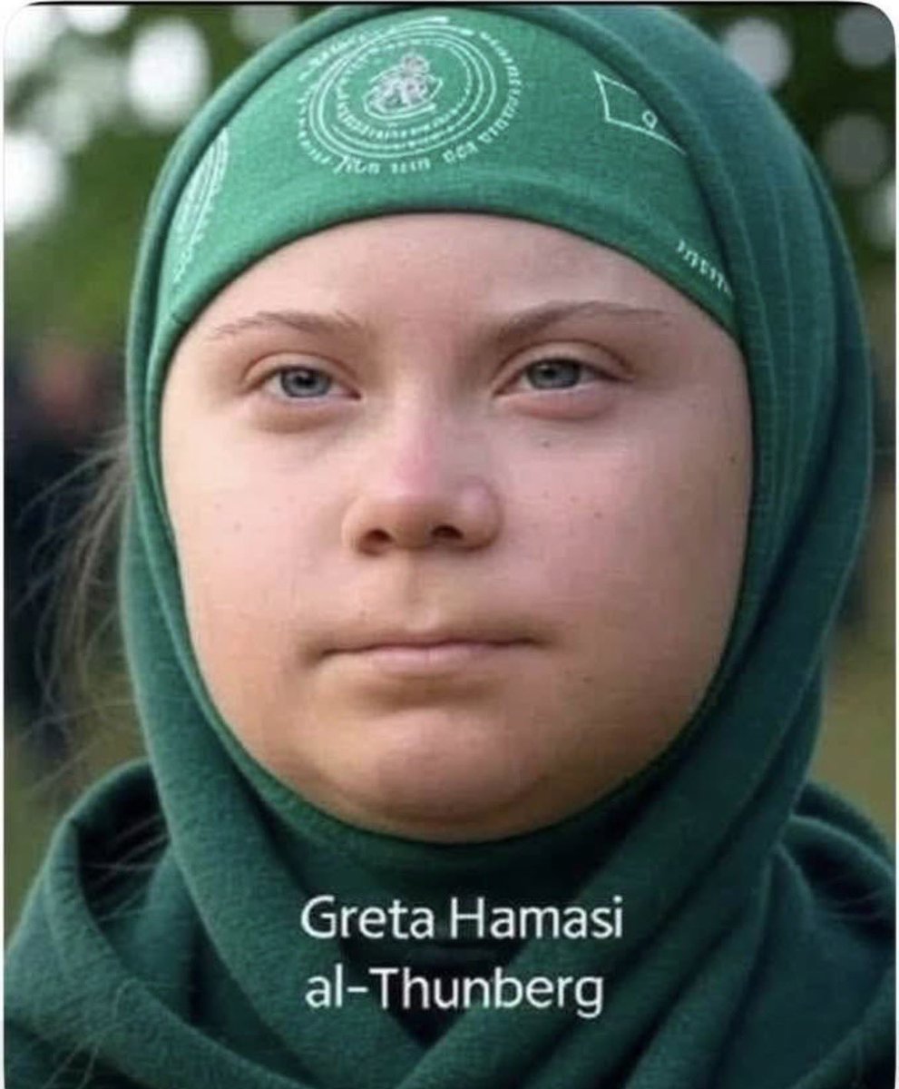 ParadoxOrbit_A's tweet photo. @VividProwess Driven by their hatred of the West, ignorant leftists are willing to ally themselves even with criminal Muslims; therefore, showing them the crimes committed by Muslims is futile.

A prime example of this is that fool Greta.😓👇 https://t.co/oqs6MOUMcL