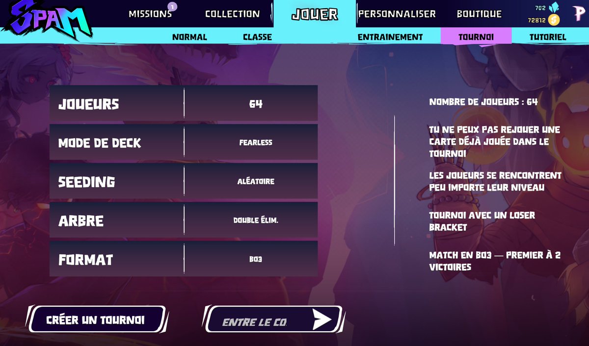 Crocodyle_TV's tweet photo. Les choses prévues à court terme, si tout se passe comme on le souhaite :

Pour le coté évolution du jeu : 
- De nouvelles cartes régulièrement ainsi que de nouvelles mécaniques, ajoutées par vagues. (On a actuellement 24 cartes déjà préparées en avance de notre côté.)
- Une sortie sur mobile, évidemment.

Coté compétitif rien de PREVU puisqu'on a déjà tout dans cette première sortie qui arrive ( voir photos )

- Un mode Ranked, avec un ladder qui est un mix entre Clash Royale et Hearthstone : une victoire = 1 cran gagné, une défaite = 1 cran perdu

- Des rangs assez classiques : Bronze / Argent / Or / Cristal / Céleste / Légende.

- Un reset du ladder tous les mois, avec des récompenses en fonction du rang atteint.

- Un onglet Tournois, développé en amont et déjà intégré au jeu, dans lequel vous, les joueurs, pourrez créer vos propres tournois sans avoir besoin de nous.

Mode Classique ou Fearless, pour vous obliger à savoir jouer plusieurs decks différents.
Formats BO1 ou BO3.
Tournois de 4 à 64 joueurs.
Seeding basé sur l'ELO, ou non, selon les paramètres du tournoi.
Mode spectateur intégré.

On n’a clairement pas délaissé le compétitif, et ça, je peux vous l’assurer.