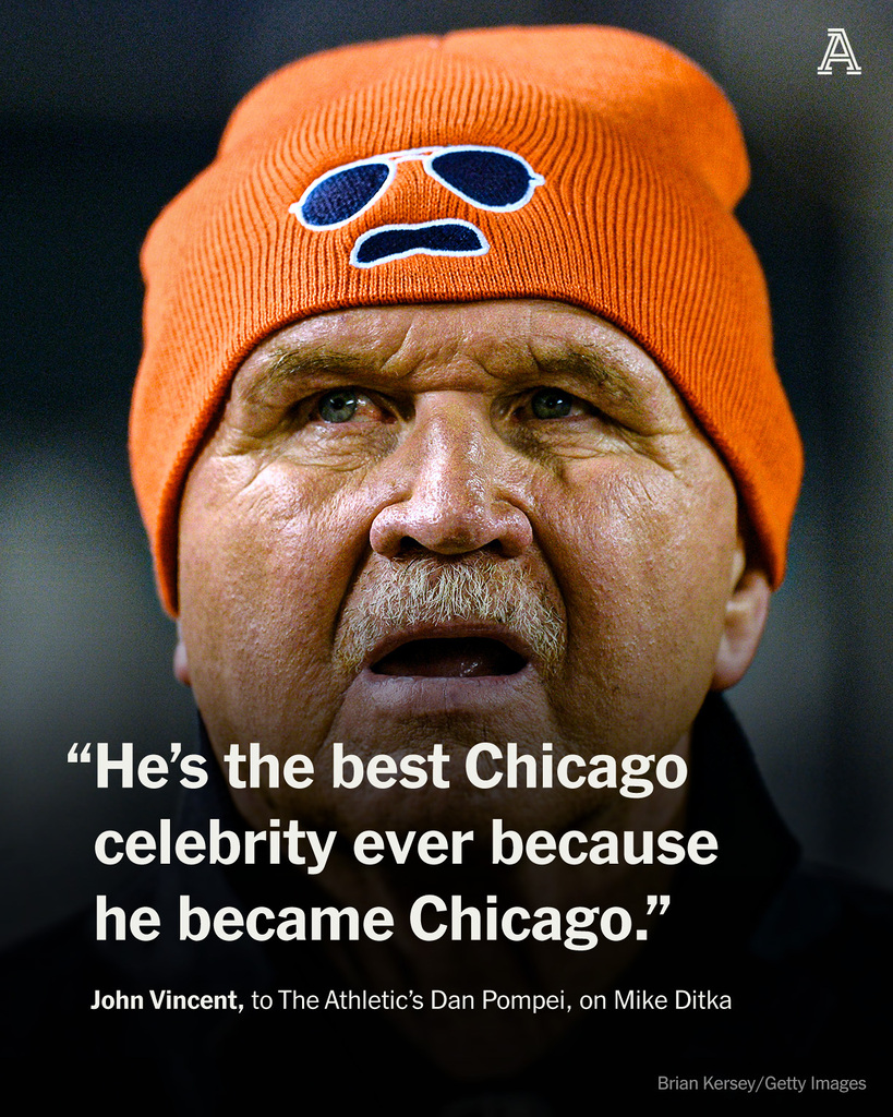 danpompei's tweet photo. Mike Ditka is in a good place, yes, but more than that, he is where he belongs -- back in Chicago. Free link to my story here. https://t.co/w9f8KiaD4m https://t.co/rzSEuifj4g