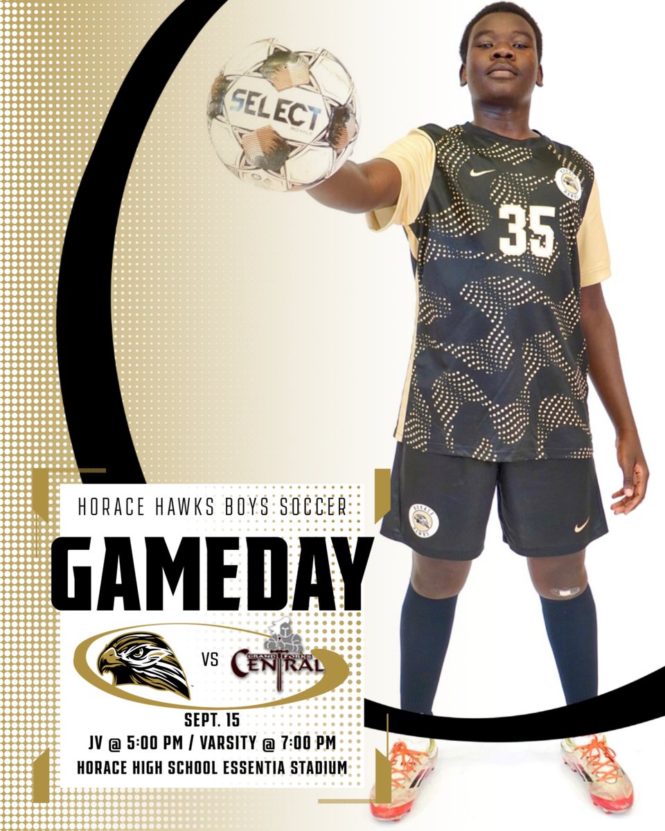 HoraceHSSoccer's tweet photo. ⚽️ GAME DAY ⚽️

The Hawks are back on the pitch tonight as we take on the Grand Forks Central Knights!
🕔 JV Kickoff: 5:00 PM
🕖 Varsity Kickoff: 7:00 PM

Come out and support the Hawks as we battle the Knights! 💙🦅

#HawkPride #HoraceHawks #GameDay #HawksSoccer https://t.co/LYeirImKif