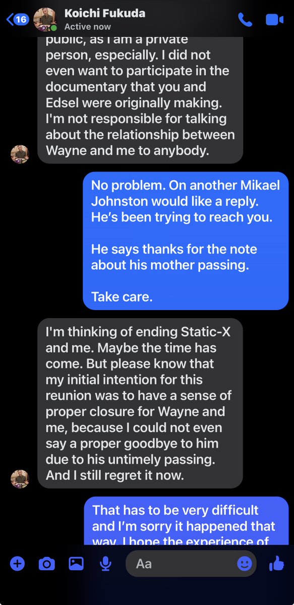 LordZane's tweet photo. Static-X Guitarist Koichi Fukuda "I'm thinking of ending Static-X and me."

Recent events may have been the last straw. Before this allegedly Edsel Dope was stealing Koichi's royalties. I saw the accusations in writing but I can not repost due to the legality of the situation. https://t.co/zSwvmvlQEp