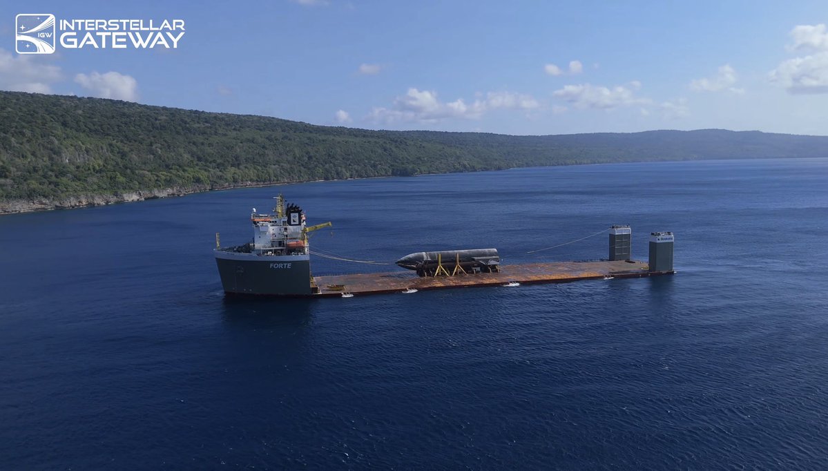 interstellargw's tweet photo. S40 Recovery Update: 

Vessel Forte with S40 loaded, is currently rounding the southern tip of Africa near Simon's Town. 

AIS still has an arrival of Oct 8 at the Port of Brownsville. 

Photos surfacing from local boaters getting a cool glimpse of 40 heading home! 🚀 https://t.co/2lD7BuOHcU