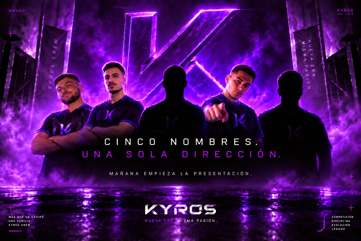 KYROS_ESPORTS's tweet photo. ALGO ESTÁ CAMBIANDO.
Cinco nombres.
Una sola dirección.
Hoy, otro nombre se une al legado.
Estar atentos a las 20:30 llega el siguiente.
🟣 KYROS
#KYROS #COD #Esports https://t.co/zRQNRzsFzr
