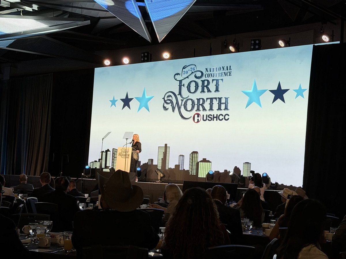 TaydeAburto's tweet photo. Fort Worth Mayor Mattie Parker @MayorMattie addressing attendees at the 2026 @USHCC National Conference. The City of Fort Worth is not just growing but thriving. #ushccfortworth26 https://t.co/XUH8rS9nsv