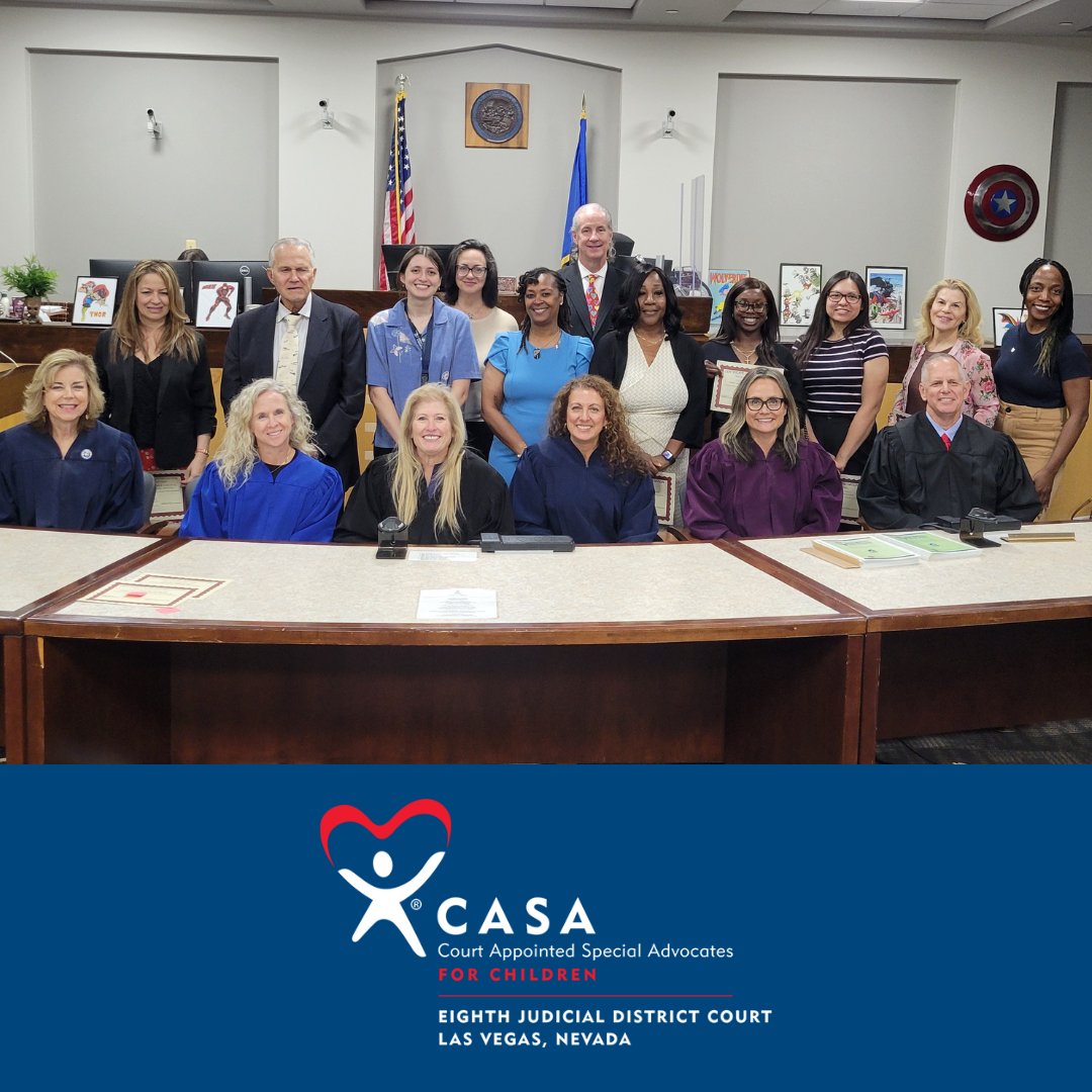 nv8thc's tweet photo. 14 new CASA volunteers were sworn in by the Eighth Judicial District Court to support 17 foster children. With 3,500+ kids in foster care and only 463 active volunteers, more help is needed! Learn how to join: https://t.co/u0MSp4Ad6z or call 702-455-CASA. https://t.co/uDSFRPsOiz