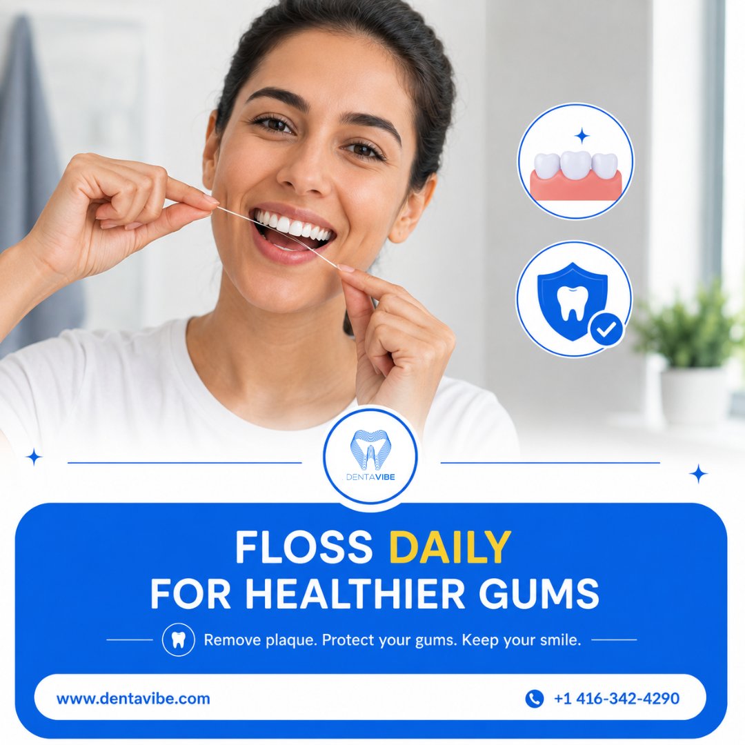 dentavibe's tweet photo. 🦷 Healthy gums, healthy smile! Floss daily to remove plaque and keep your gums strong. ✨ https://t.co/ItSRWXabqh