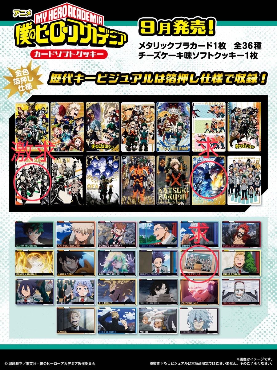 chiimomousa_02's tweet photo. 【交換】　僕のヒーローアカデミア　ヒロアカ　カードソフトクッキー

譲》写真1、2枚目

求》写真3枚目

VRは激求VRとの交換を優先します。
NRとVRの交換でしたら、n:1可能です◎

郵送交換希望です📮
お気軽にお声掛けください🙂‍↕️ https://t.co/Q5HIBAo1Xt