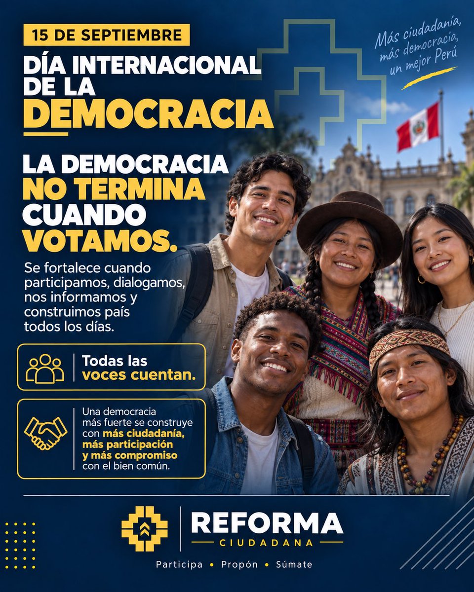 ReformaMovCid's tweet photo. 🇵🇪 La democracia no se construye solo en las elecciones. También se fortalece cuando nos informamos, participamos, escuchamos, proponemos y asumimos responsabilidad por nuestro país.

💛 Más ciudadanía. Más participación. Más democracia.

#ReformaCiudadana #Democracia #Ciudadanía https://t.co/lvnxGG5D1F