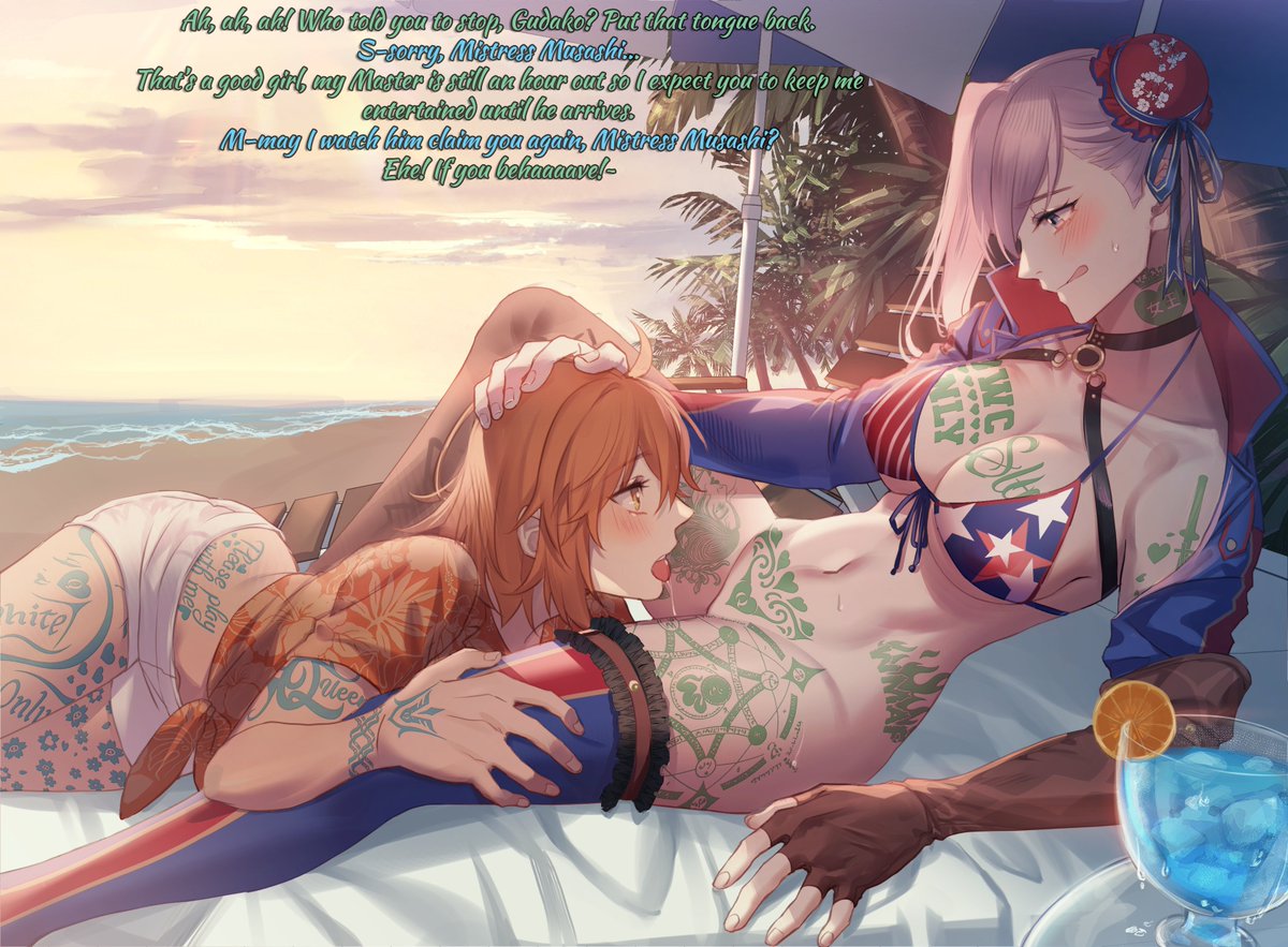 lovecrown21's tweet photo. Gudako might be Musashi's Master for the sake of commanding her Servant powers but in reality the opposite is true. She's desperate to serve and is quite happy to embrace her role as a cuckquean if it means Musashi gets to enjoy a Master she desires. https://t.co/UJIgm1r6Fr