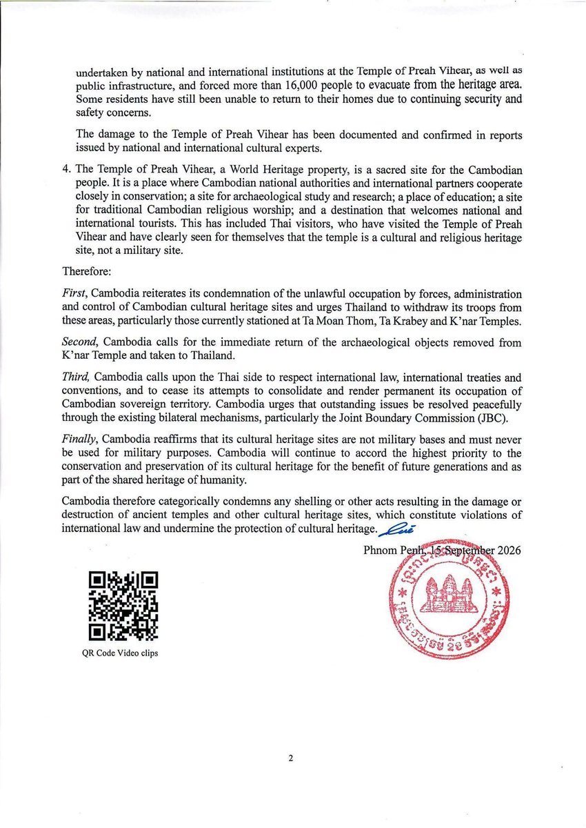 iam_saasaa's tweet photo. 🇰🇭 Cambodia firmly rejects the allegations regarding the use of cultural heritage sites for military purposes. Cultural heritage must be protected, not politicized. Facts matter. 🕊️
#ថៃឈ្លានពានកម្ពុជា 
#ThailandInvadedCambodia https://t.co/fapBGoWBk4
