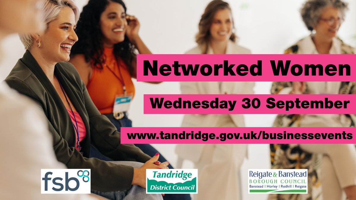 TandridgeDC's tweet photo. Join Networked Women - a new event series designed to help women in business gain practical insights, share experiences and make meaningful connections in a supportive environment.

30 September, from 12pm-2pm.
Robert Denholm House, RH1 4HW.

Book now: https://t.co/5P22wsvknz https://t.co/auykRJpgsV