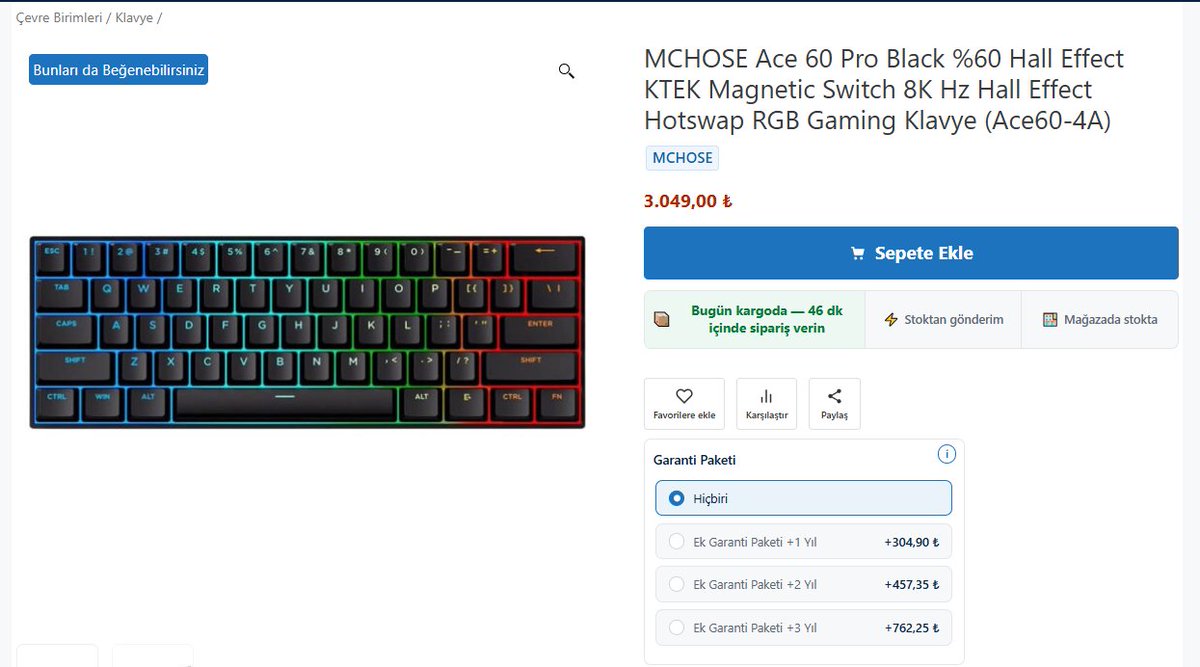 DonanimSide's tweet photo. Hala aklımda bir yerlerdesin.

SteelSeries Apex Pro Mini Wireless aldıktan çıktın karşıma. Keşke o gün evet demeden kalksaydım masadan.

KTEK Magnetic Switch ile gelen o rahatlatıcı sesi çok farklı bir his, Snap-Tap ve Rapid Trigger stabil çalışıyor. Fiyatına bakıldığında çok büyük artıları var.

Ancak 2 önemli nokta var bu modeli geriye çeken:

 -Plastiği sağlam ancak kalitesiz hissetiriyor.
 -Maalesef ayarlanabilir ayak yok...

Ancak bunlara takılmam derseniz ve bütçeniz çok fazla değilse önereceğim bir model kesinlikle. MCHOSE klavye konusunda üzmez, Jet 75 modelini alan arkadaş saolsun sürekli feedback veriyor ürünle ilgili.

@Mchose_official markasının Ace 60 Pro KTEK Switch modeline @GamingGenTR üzerinden ulaşabilirsiniz.

#reklam değil, öneridir. Bu içeriğimizde iş birliği bulunmamaktadır.