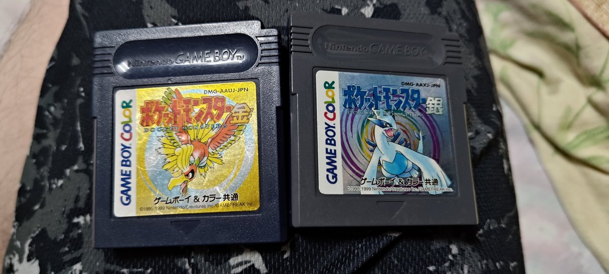 aokami_sora's tweet photo. 発売されてから結構経って初めて知ったことだが
ポケモン金・銀のカセットって裏表でしっかり対になってるのね…… https://t.co/vo8zrEKrBv
