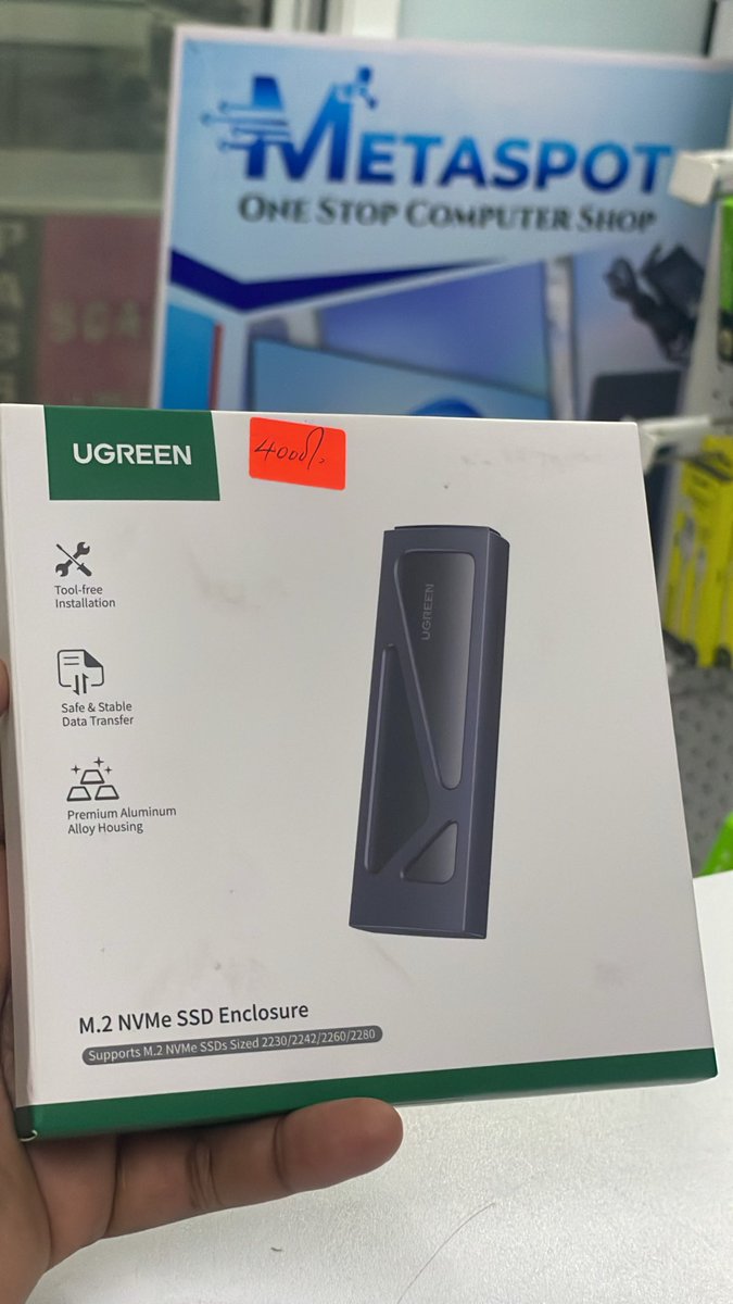 Metaspot7's tweet photo. UGREEN M.2 NVMe SSD Enclosure;

Fits M.2 NVMe SSD sizes 2230, 2242, 2260, and 2280 (supporting M-Key and B+M keys).

0746592698

Woodvale Centre, Ground Floor 
Ksh 4,000 https://t.co/DwtMEuuUXQ