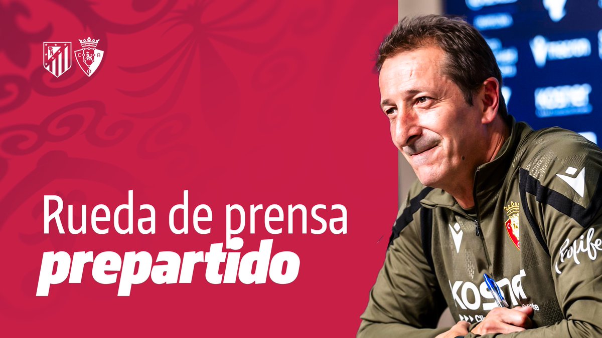 Osasuna's tweet photo. 📺 Sigue en directo en Osasuna TV la rueda de prensa de Luis Miguel Ramis en la previa del #AtletiOsasuna.      

https://t.co/4kK3kRtx7X https://t.co/wDYNEJxIUy