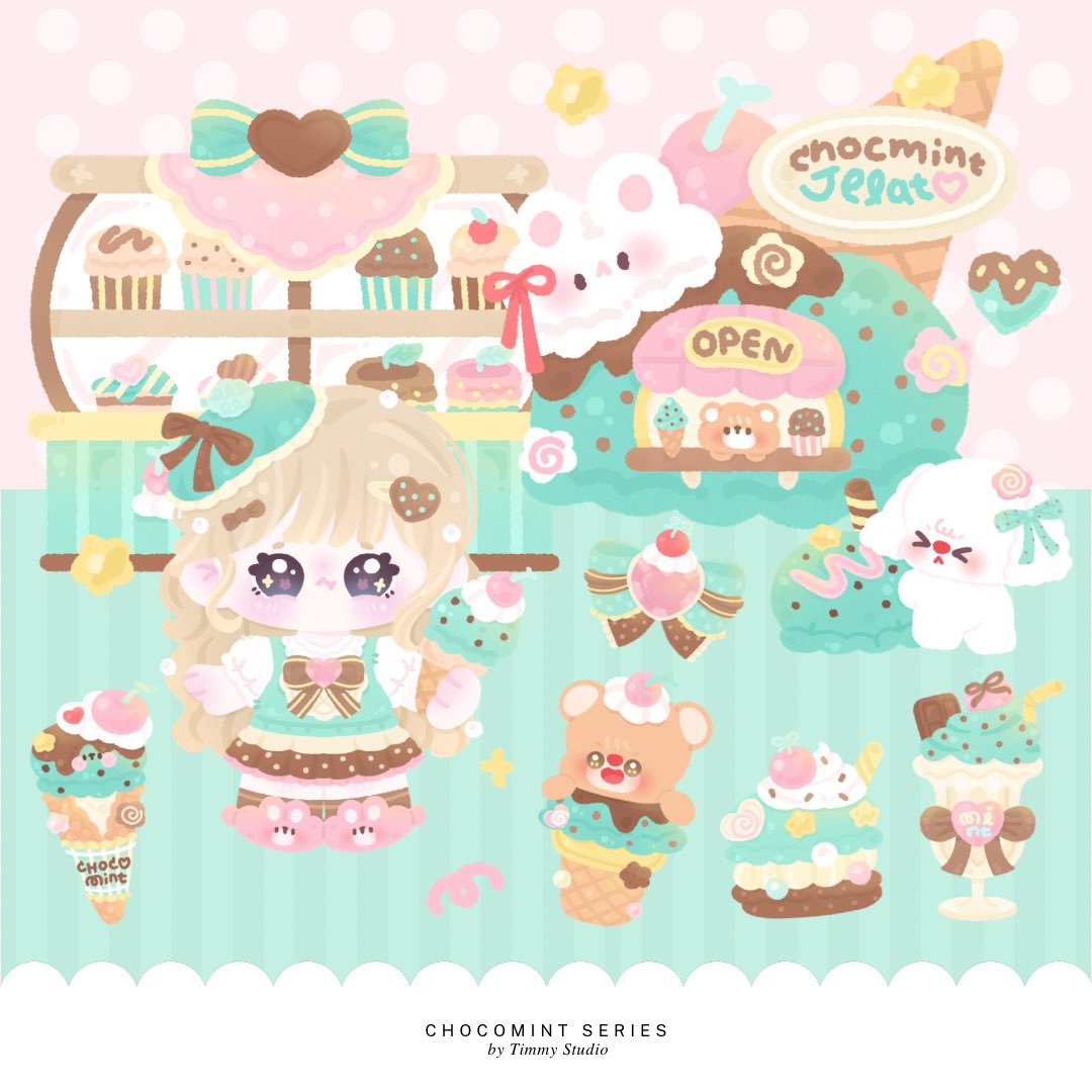 timmystudio's tweet photo. Hai! Tolong bantu retweet yaa 🤍

Timmy punya katalog template setup baru, namanya CHOCO MINT. Elemen lisensi dari illustrator, BUKAN ELEMEN CANVA. So, the design will be more exclusive 🤍

Available in two types. Chibi &amp; No-chibi. You can order through my DM 

#bealanja https://t.co/VCyPiW8aCD