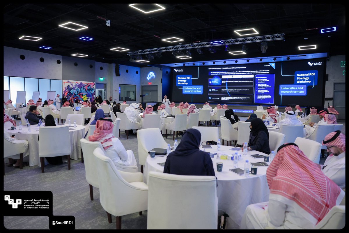SaudiRDI's tweet photo. منظومة تلتقي لتحدد مسار المستقبل..
٢٩ جامعة ومركز بحثي يشاركون في ورش عمل الاستراتيجية الوطنية للبحث والتطوير والابتكار؛ بهدف تحقيق المواءمة بين المؤسسات الأكاديمية وسائر القطاعات، وضمان تحويل المشروعات البحثية والابتكارية إلى منتجات داعمة لنمو الاقتصاد المعرفي.. https://t.co/A60i9SXmIb