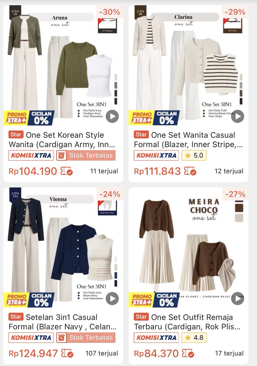 inibiyah's tweet photo. HIDDEN GEM TOKO ONE SET START FROM UNDER 100K
ga perlu bingung lagi mikirin outfit buat ke kantor, kuliah, hangout dll. 
style nya juga cakep cakep parahhh https://t.co/lObXoY0ChD